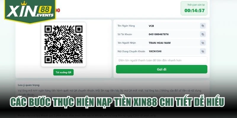 Các bước thực hiện nạp tiền XIN88 chi tiết và vô cùng dễ hiểu cho bạn