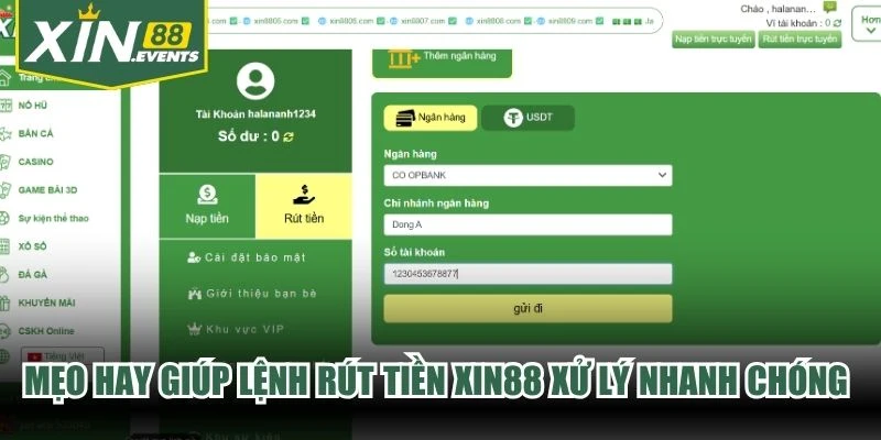 Mẹo hay giúp lệnh rút tiền XIN88 xử lý nhanh chóng thành công