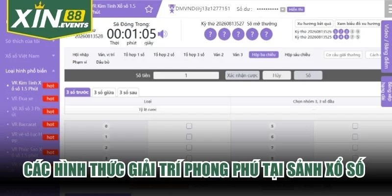 Các hình thức giải trí phong phú tại sảnh xổ số XIN88